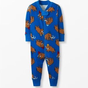 Hanna Andersson blue pajama 2T Wooly mammoth boy girl Organic w zipper